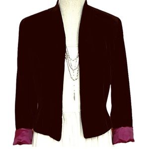 Ann Taylor Cropped Black Velvet Jacket Size 6